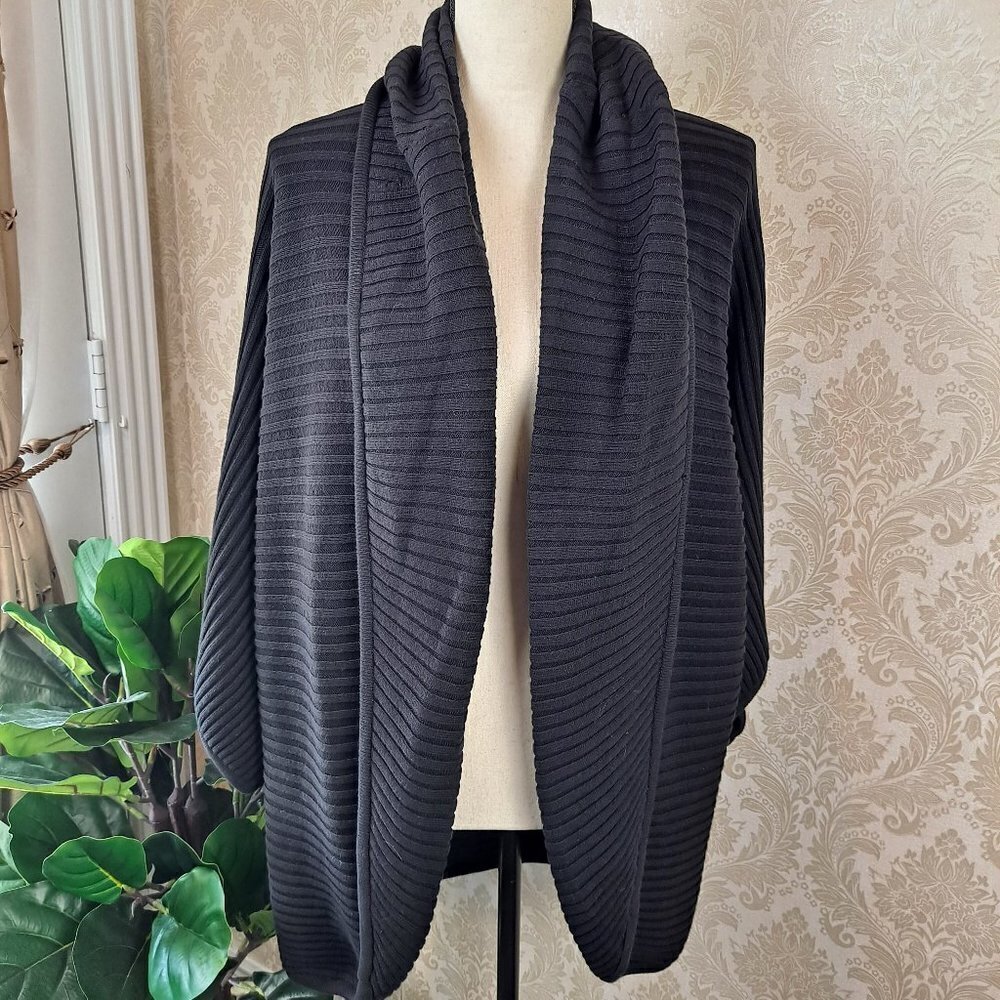 Grace Elements Size XL Black Open Front Cardigan Dolman Sleeves Shawl Collar NWT
